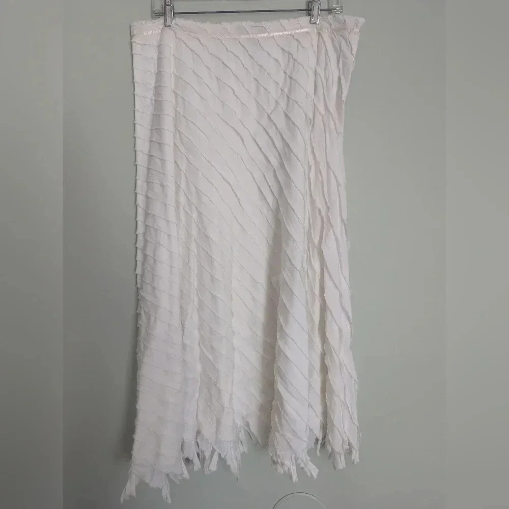 Ideology White Diagonal‎ Fringe Skirt, US 12